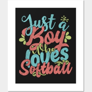 Just A Boy Who Loves Softball Gift product Posters and Art